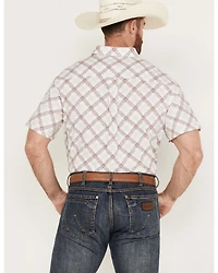 RANK 45® Men's Biased Abstract Plaid Print Short Sleeve Button-Down Western Shirt