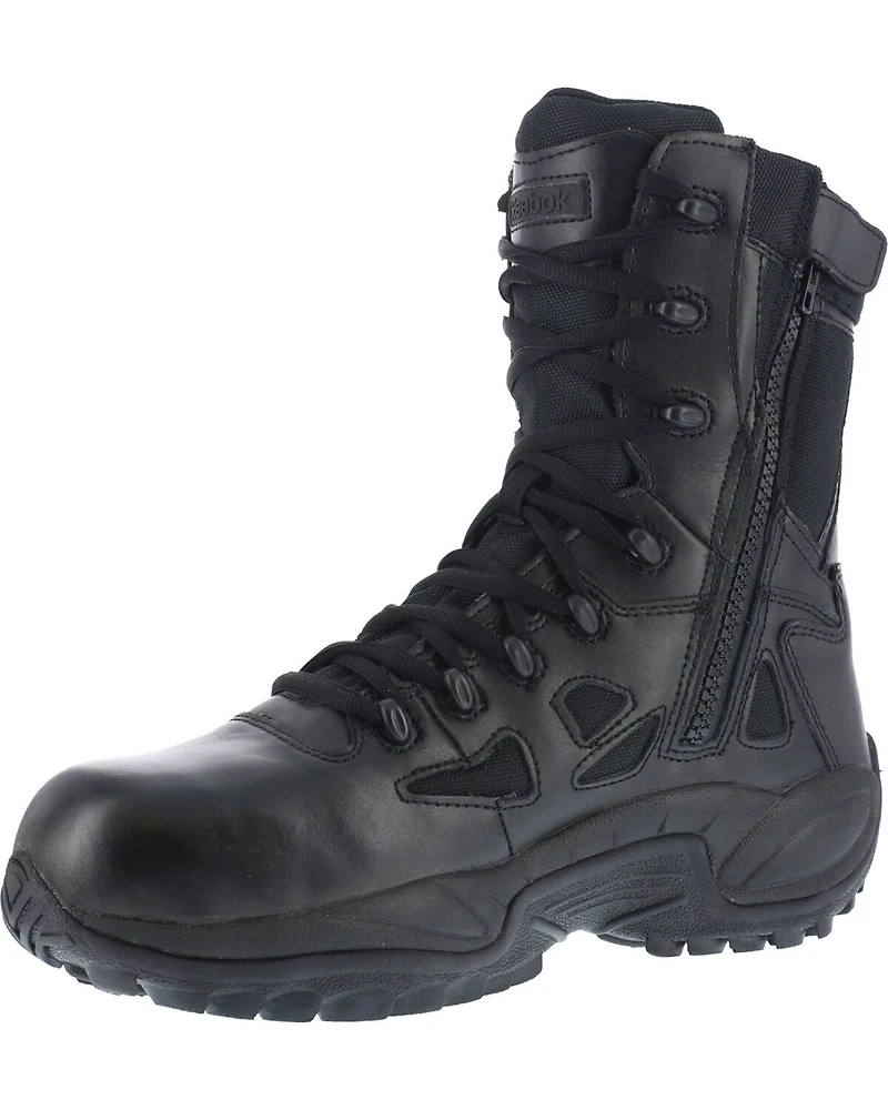 Reebok Men's 8" Lace-Up Black Side-Zip Work Boots - Composite Toe