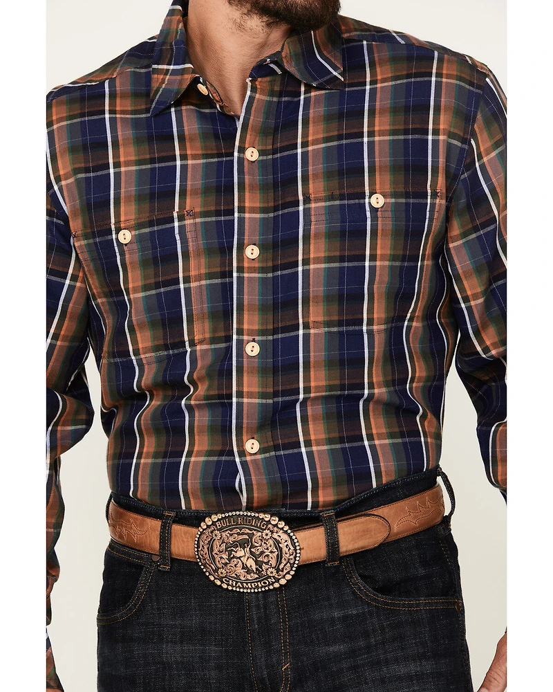 Resistol Men's Horizon Plaid Print Long Sleeve Button-Down Shirt