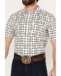 Cody James Men's Geo Paisley Print Short Sleeve Button-Down Stretch Western Shirt