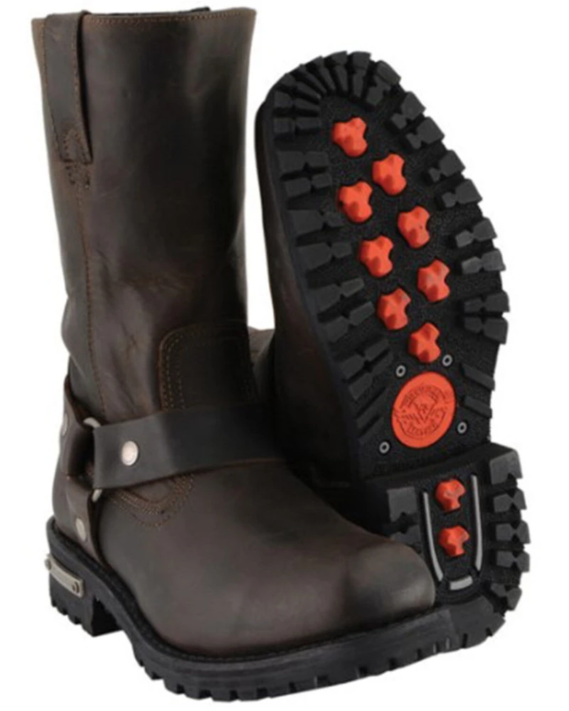Milwaukee Leather Men's 11" Harness Motorcycle Boots - Square Toe