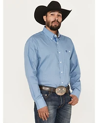 George Strait by Wrangler Men's Geo Print Long Sleeve Button-Down Stretch Western Shirt