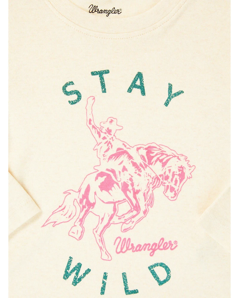 Wrangler Toddler Girls' Stay Wild Long Sleeve Graphic Shirt