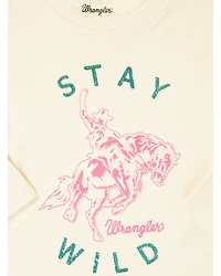 Wrangler Toddler Girls' Stay Wild Long Sleeve Graphic Shirt