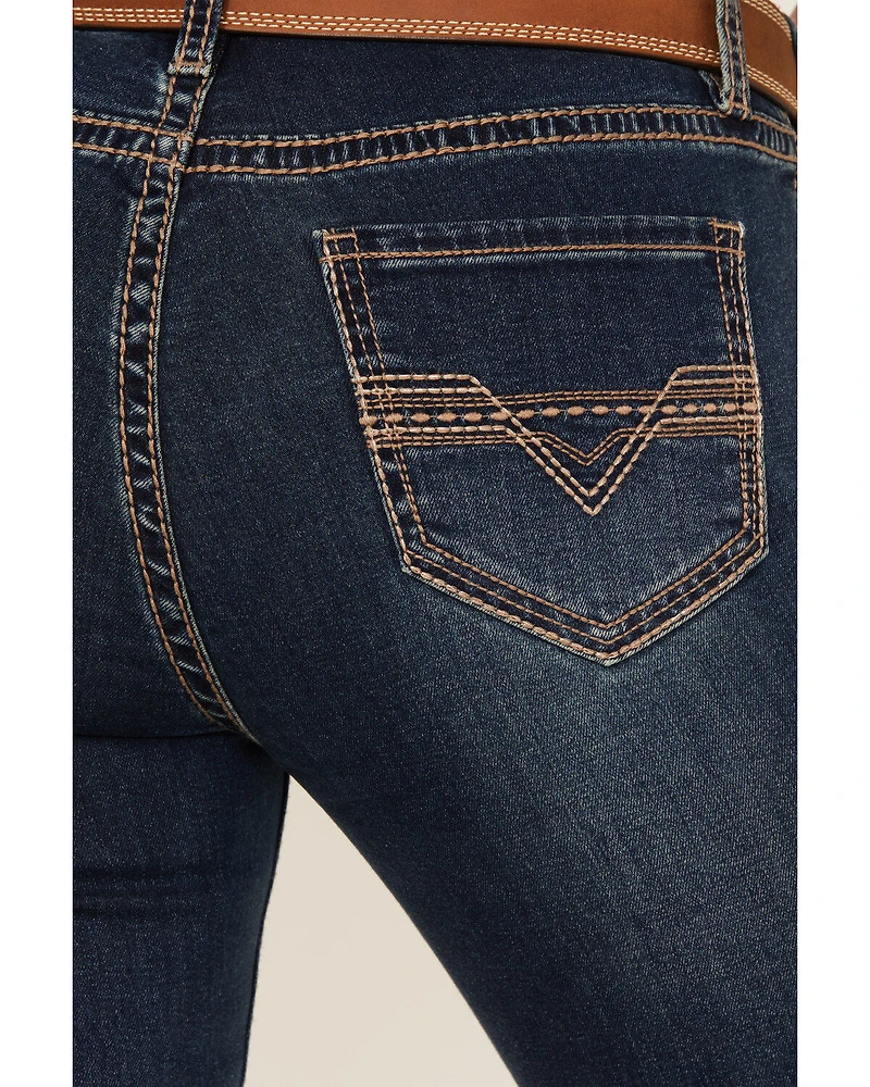 Panhandle Women's Dark Wash Mid Rise Bootcut Stretch Riding Jeans