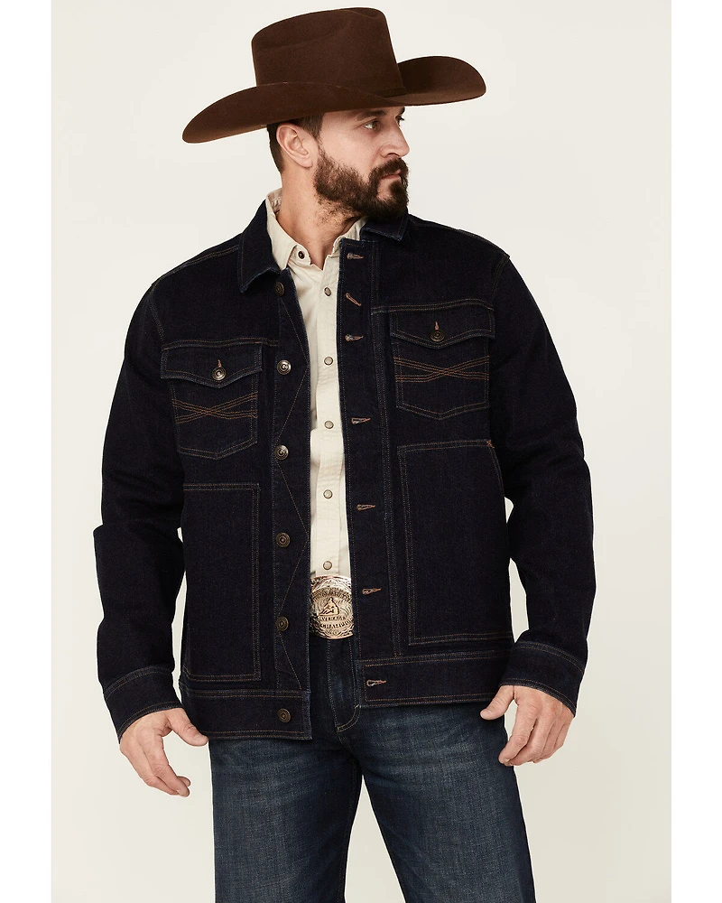 Blue Ranchwear Men's Button-Down Dark Denim Trucker Jacket