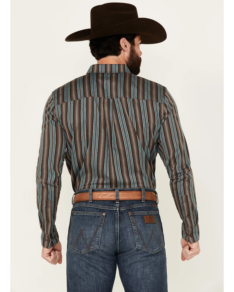 Cody James Men's Boa Dobby Striped Print Long Sleeve Button-Down Stretch Western Shirt