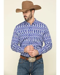 Rock & Roll Denim Men's Ikat Southwestern Print Long Sleeve Western Shirt
