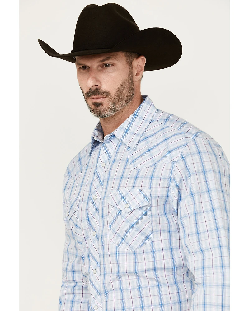 Wrangler 20X Men's Plaid Print Long Sleeve Snap Stretch Western Shirt