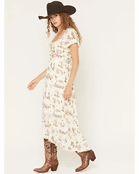 Shyanne Women's Western Print Flutter Sleeve High-Low Midi Dress
