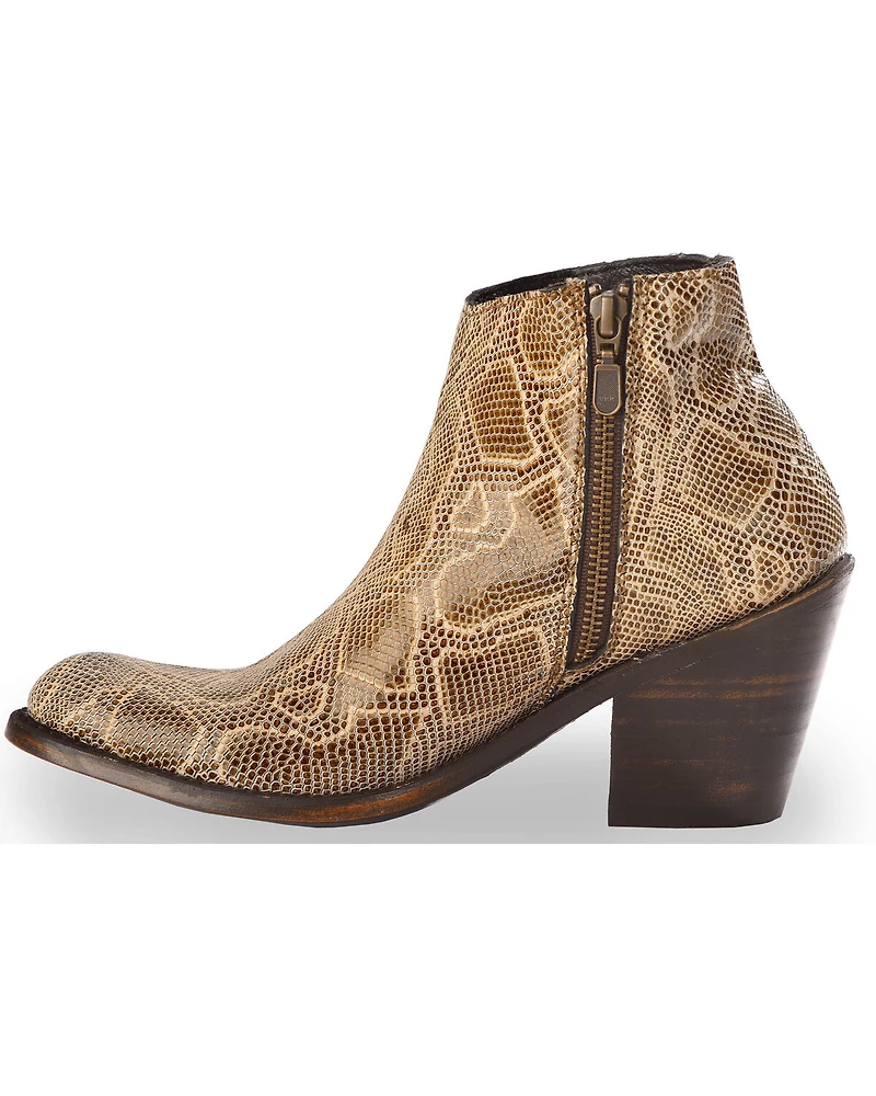 Liberty Black Women's Breton Snake Print Booties - Round Toe