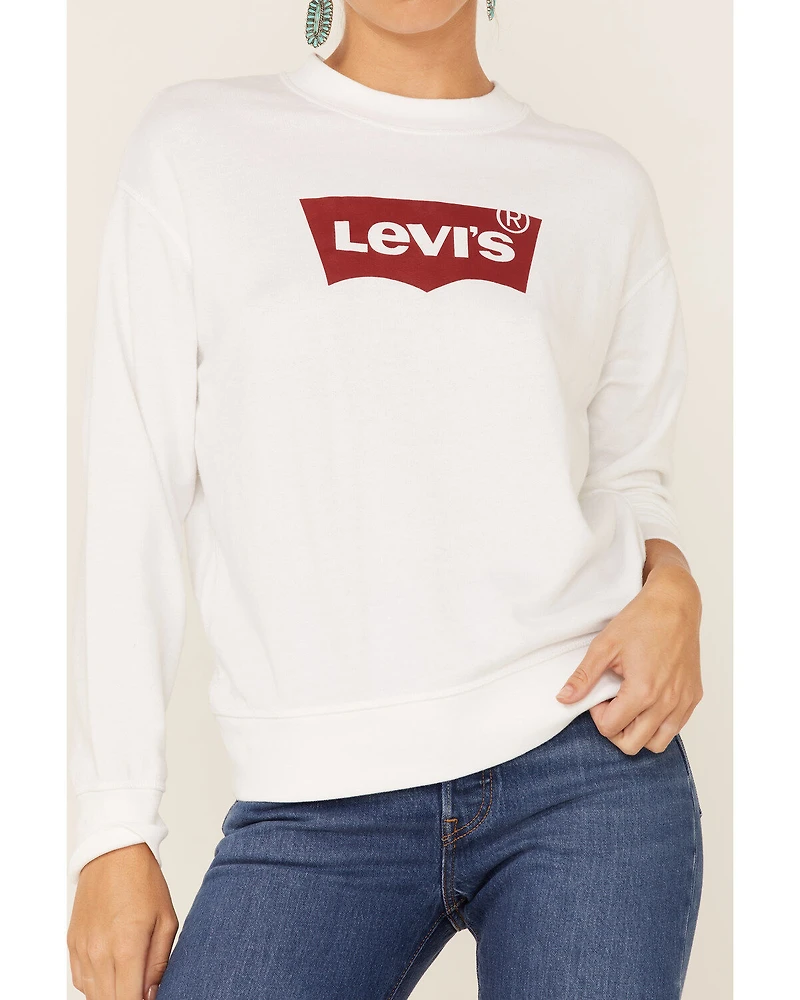 Levis Women's White Batwind Logo Crew Sweatshirt