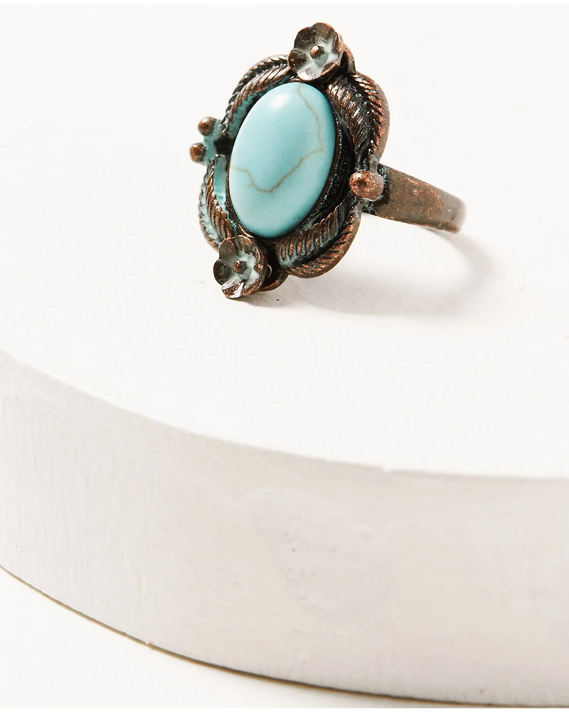 Shyanne Women's Bronze & Turquoise 4-Piece Ring Set