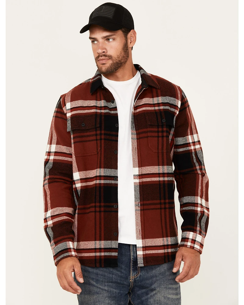 Brothers and Sons Men's Barrell Burley Plaid Print Long Sleeve Button-Down Flannel Shirt