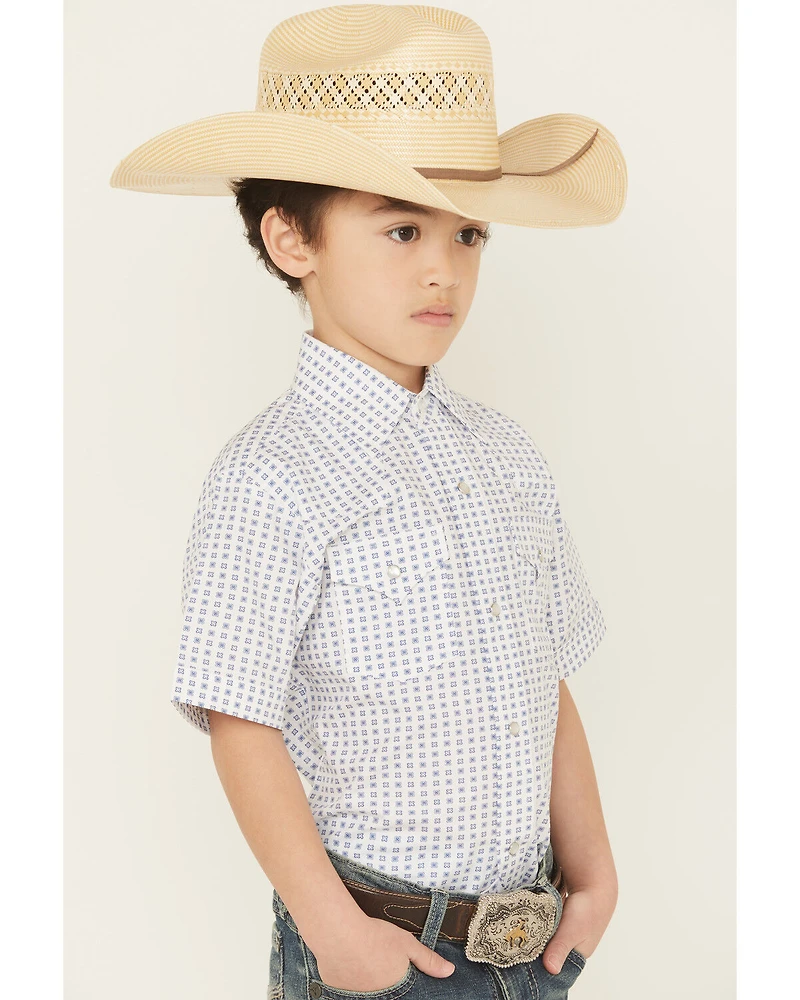Ely Walker Boys' Geo Print Short Sleeve Snap Western Shirt