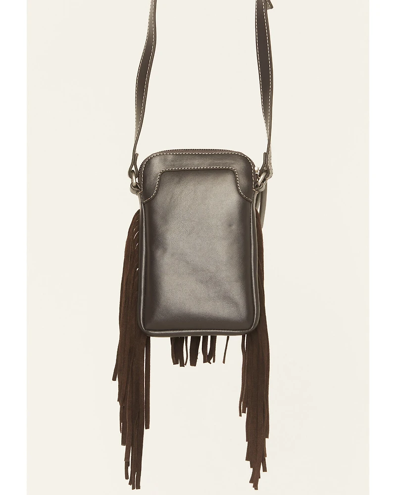 Shyanne Women's Ivy Tooled Fringe Cell Phone Crossbody Bag
