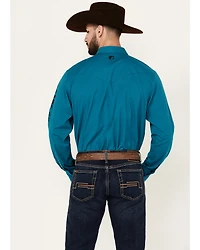 RANK 45® Men's Solid Logo Long Sleeve Performance Stretch Western Shirt