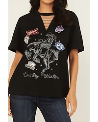 Idyllwind Women's Patch Country And Western Embellished Short Sleeve Graphic Tee