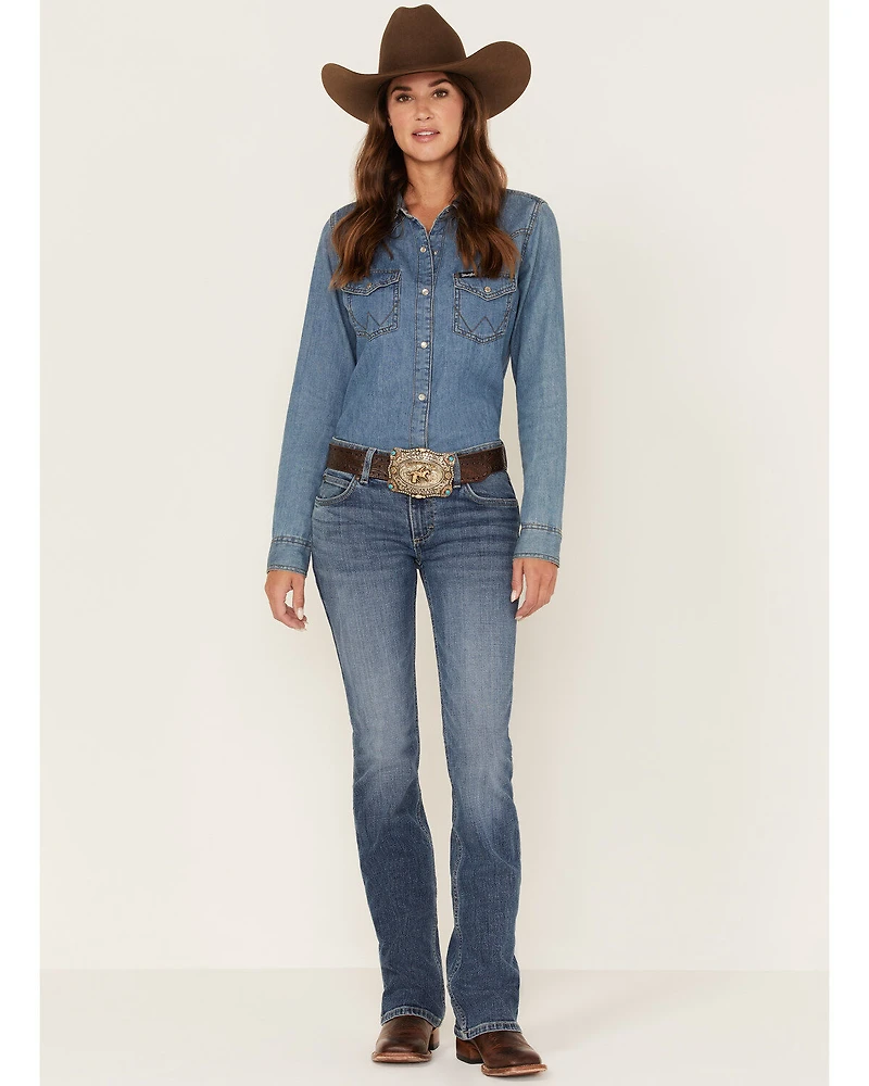 Wrangler Retro Women's Medium Wash Mid Rise Mae Megan Bootcut Jeans