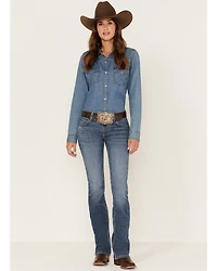 Wrangler Retro Women's Medium Wash Mid Rise Mae Megan Bootcut Jeans