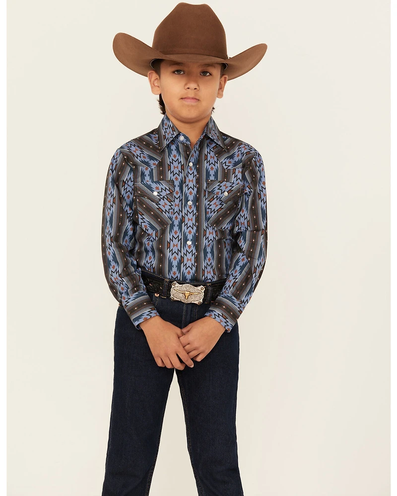 Ely Walker Boys' Southwestern Print Long Sleeve Snap Western Shirt
