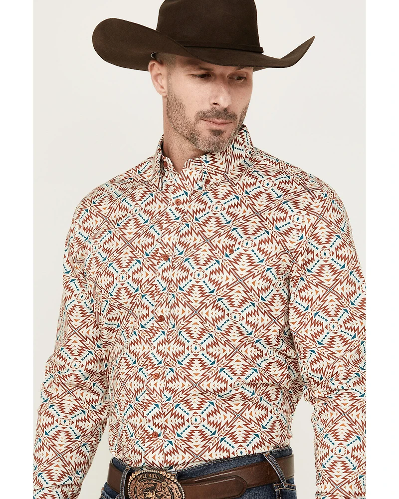 RANK 45® Men's Lagos Southwestern Print Long Sleeve Button-Down Performance Stretch Western Shirt