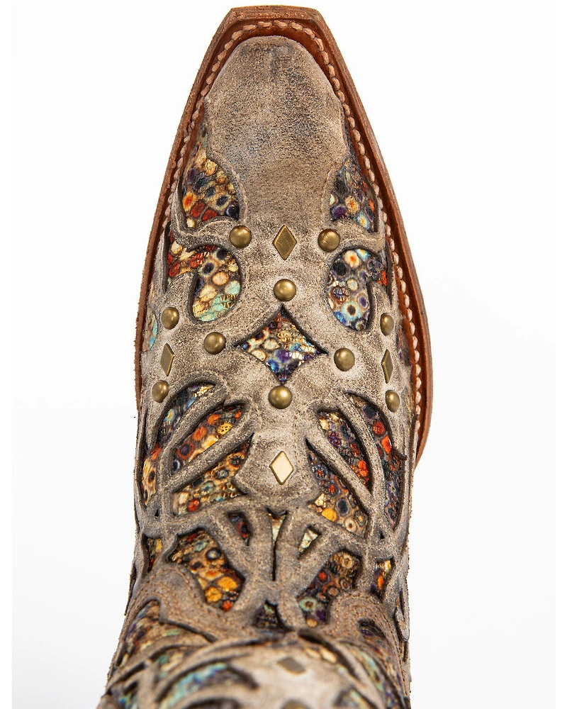 Corral Women's Taupe Inlay Western Boots - Snip Toe