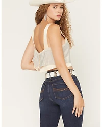 Blue B Women's Satin Crystal Embellished Top