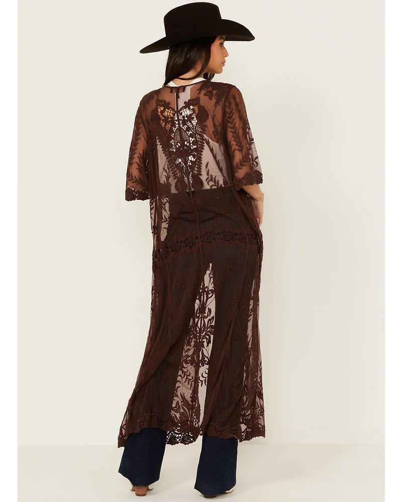 Shyanne Women's Long Knit Lace Kimono