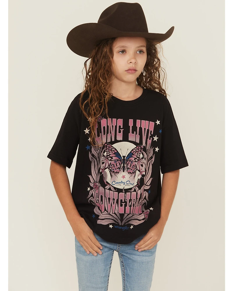 Wrangler X Lainey Girls' Long Live Cowgirls Short Sleeve Graphic Tee