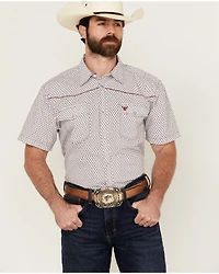 Cowboy Hardware Men's Fleur Printed Short Sleeve Pearl Snap Western Shirt