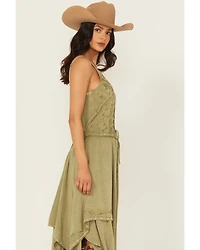 Scully Women's Sleeveless Hanky Hem Jacquard Midi Dress