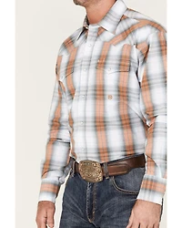 Roper Men's Setting Sun Large Ombre Plaid Long Sleeve Pearl Snap Western Shirt