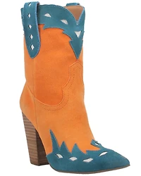 Dingo Women's Spicy Underlay Suede Leather Western Booties - Snip Toe