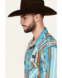 Rock & Roll Denim Men's Southwestern Striped Print Long Sleeve Snap Stretch Western Shirt