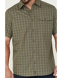 Brothers and Sons Men's Plaid Print Performance Short Sleeve Button Down Western Shirt