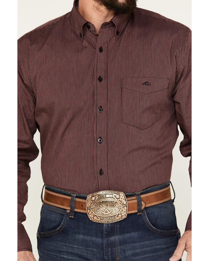 Resistol Men's Rocco Striped Print Long Sleeve Button Down Western Shirt