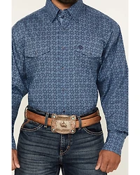 George Strait by Wrangler Men's Printed Long Sleeve Stretch Western Shirt