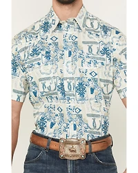 Roper Men's West Made Print Short Sleeve Snap Western Shirt