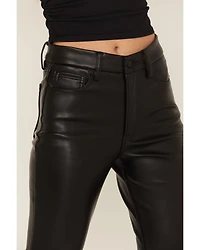 Good American Women's Legs High Rise Faux Leather Flare Pants