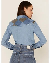 Kimes Ranch Women's KC Patched Denim Western Shirt