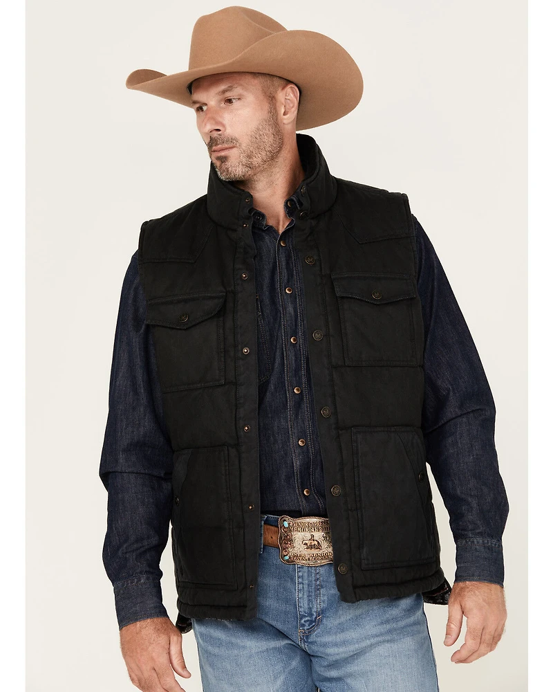 Cody James Men's Quilted Oil Skin Snap Vest