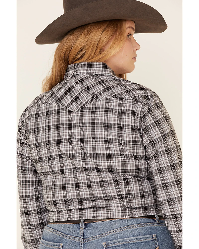 Rough Stock by Panhandle Women's West Bourne Plaid Print Long Sleeve Western Shirt - Plus