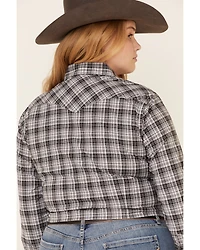 Rough Stock by Panhandle Women's West Bourne Plaid Print Long Sleeve Western Shirt - Plus