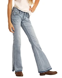 Rock & Roll Denim Girls' Light Wash Split Hem Basic Trouser