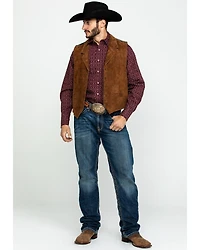 Scully Leatherwear Men's Southwestern Knit Back Suede Vest