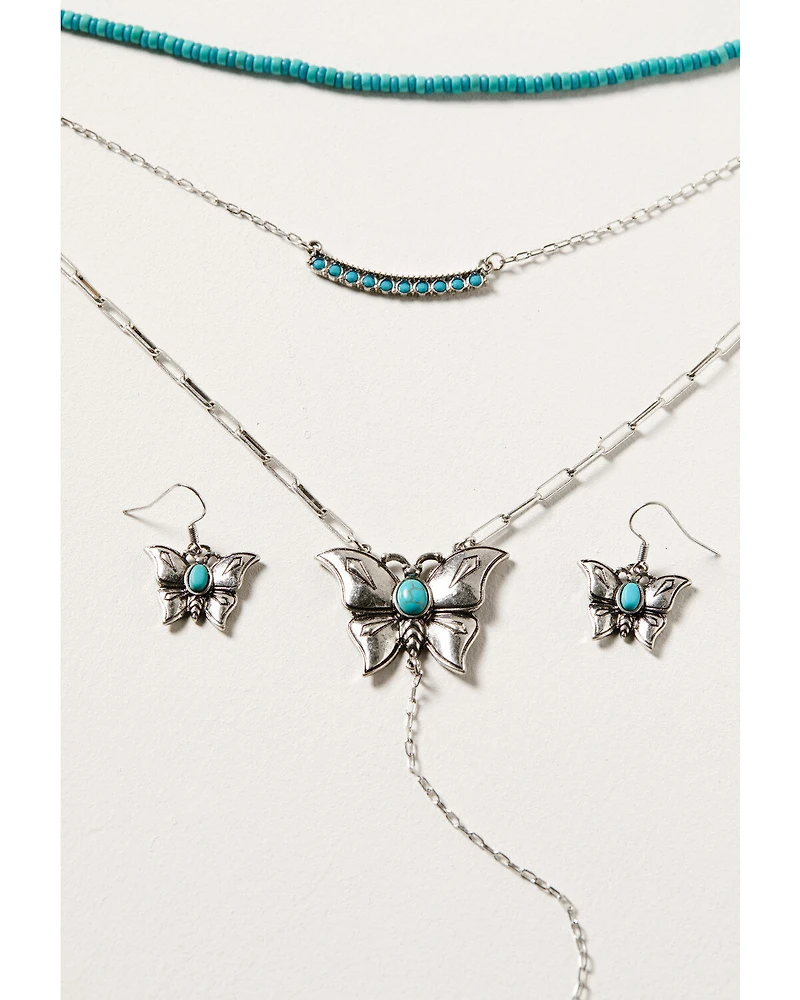 Shyanne Women's Wildflower Bloom Butterfly Concho Jewelry Set - 2 Piece