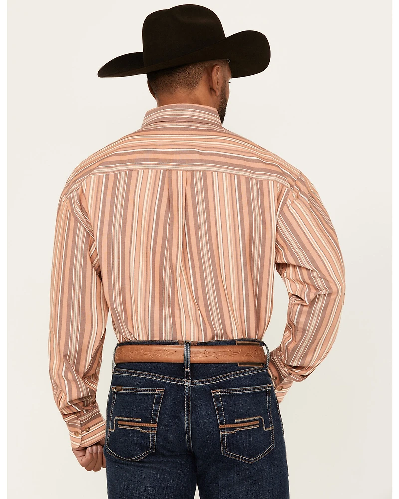 George Strait by Wrangler Men's Striped Long Sleeve Button-Down Stretch Western Shirt