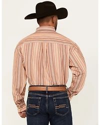 George Strait by Wrangler Men's Striped Long Sleeve Button-Down Stretch Western Shirt