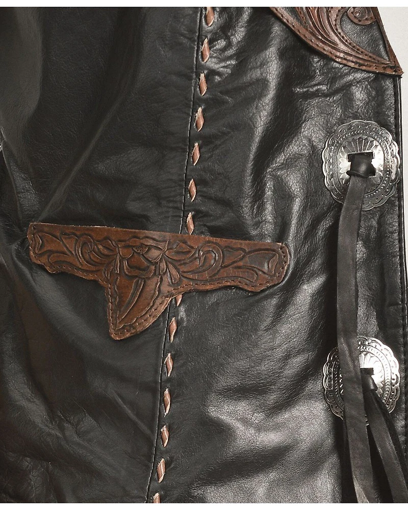 Kobler Floral Tooled Leather Vest